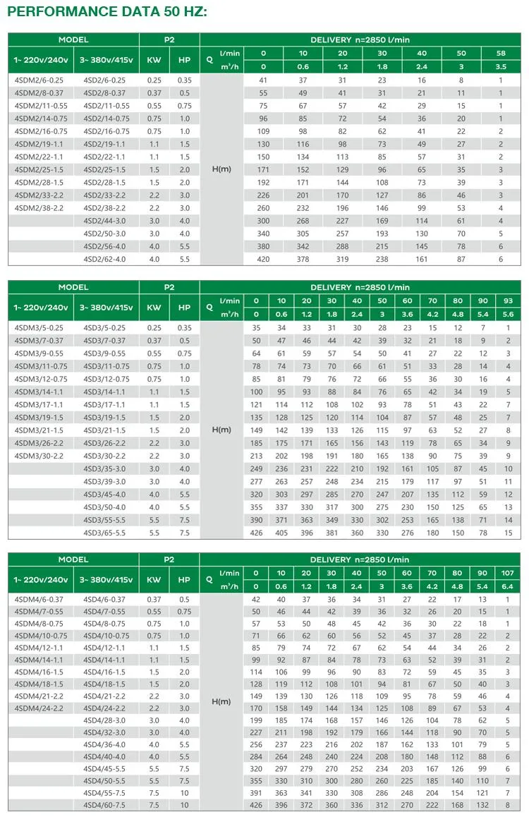 4sdm206-0.37 Best-Choice Electric Drowned Deep Well Submersible Pump (4SDM206-0.37)