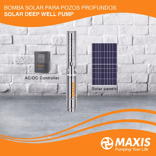 Maxis High Flow AC/DC Solar-Tauchbohrloch-Wasserpumpen, elektrische Verwendung für Tiefbrunnen mit MPPT-Regler